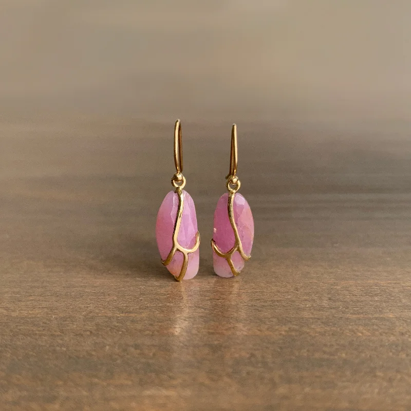 Women's silver-plated earrings-Small Pink Sapphire Butterfly Earrings