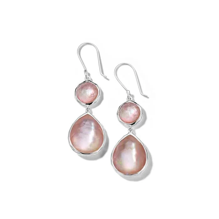 Women's modern design earrings-Ippolita Wonderland Brown Shell Double Drop Earrings in Sterling SIlver