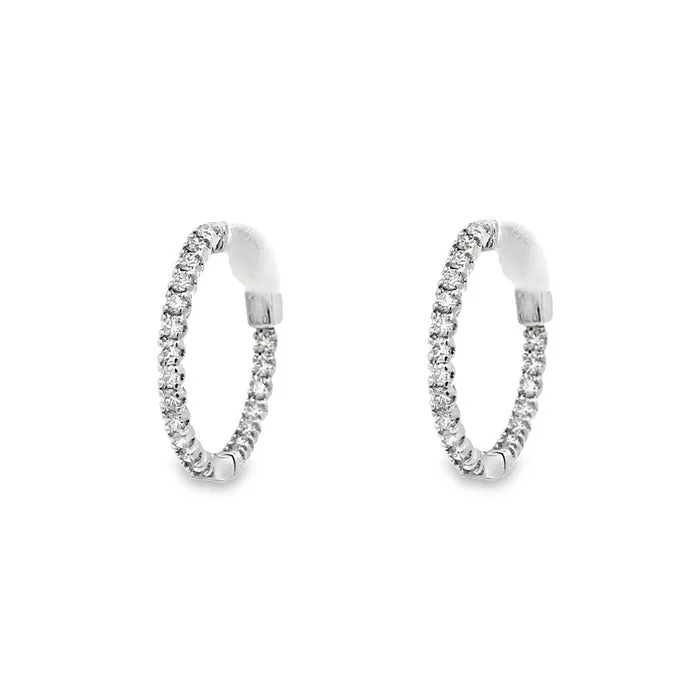 Women's travel earrings-Mountz Collection Diamond Round Inside-Outside Earrings in 14K White