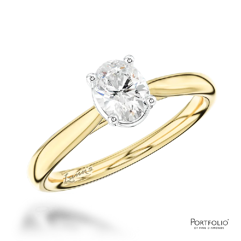 Women's spiritual rings-Solitaire 0.82ct F VS1 Diamond Yellow Gold/Platinum Ring