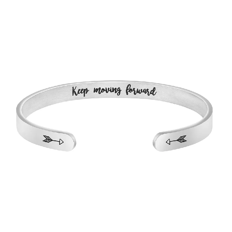 Women's Mother's Day bangles-Keep Moving Forward Hidden Message Cuff Bracelet