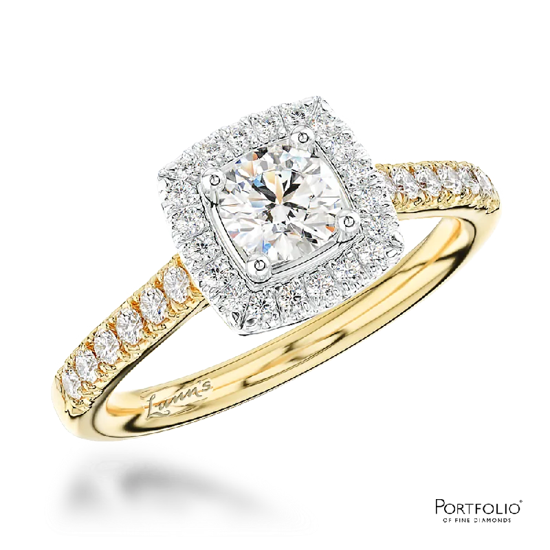 Women's Valentine's Day rings-Cluster 0.20ct G VS Diamond Yellow Gold/Platinum Ring