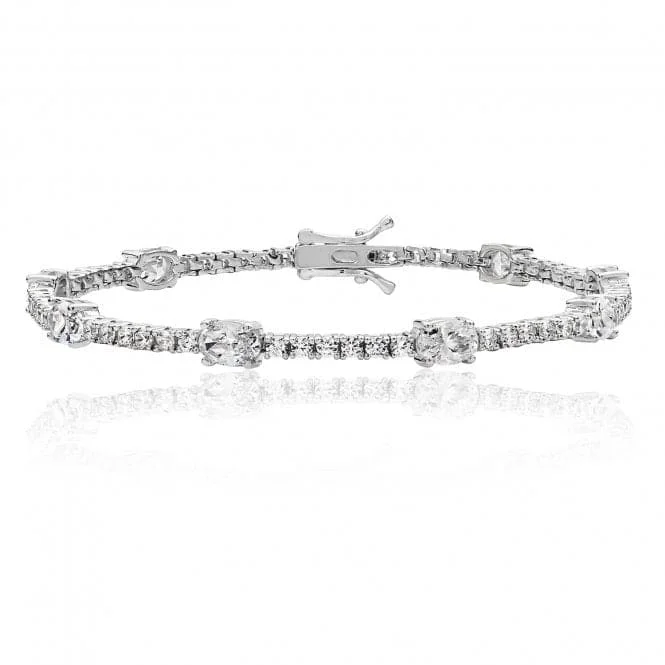 Women's graduation bangles-Silver & Co Combo Line Bracelet Oval Cubic Zirconia SBG0019