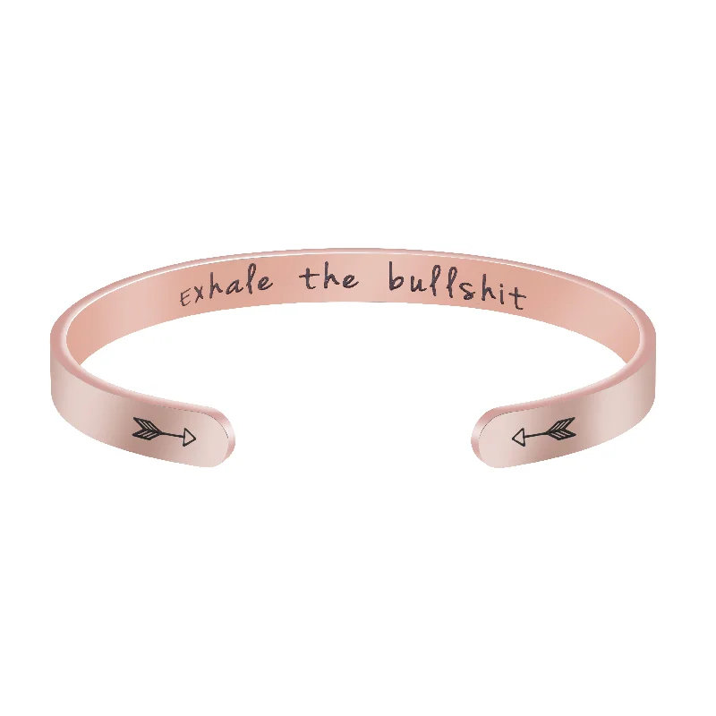 Women's photo bangles-Exhale the Bullshit Yoga Practice Gift for Best Friend Bracelets