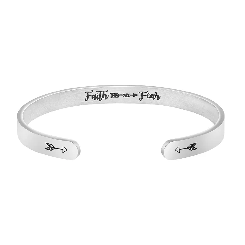 Women's emerald bangles-Faith Over Fear Hidden Message Cuff Bracelet