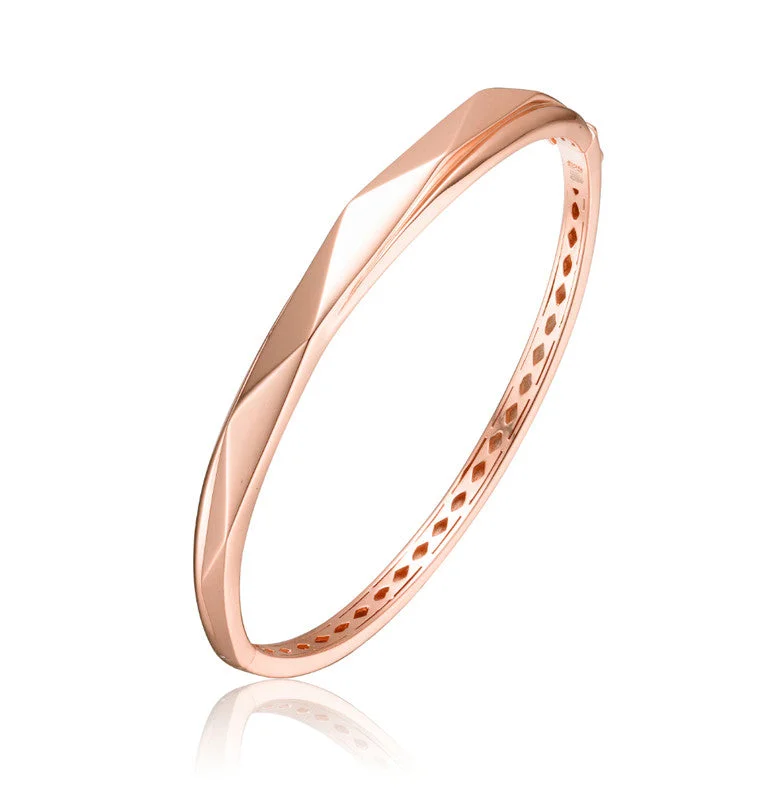 Women's beaded bangles-Vintage Sterling Silver 18k Rose Gold Plated Bangle Bracelet