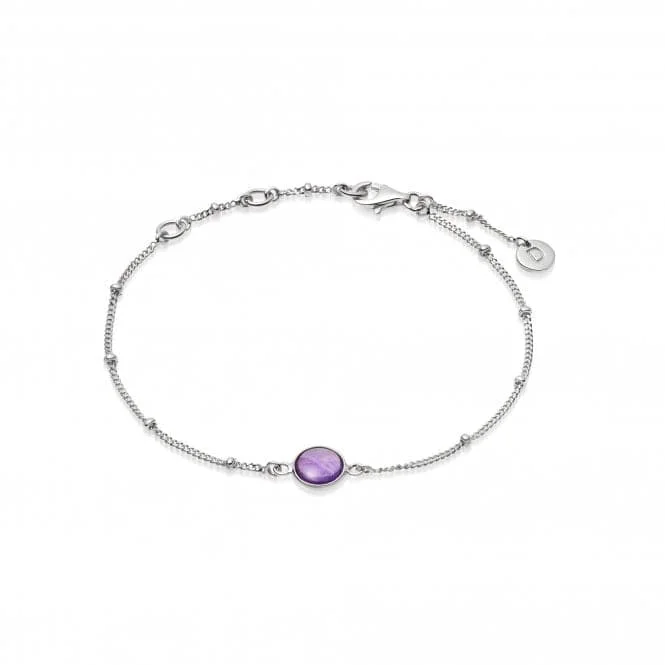 Women's platinum bangles-Amethyst Healing Stone Bobble Silver Bracelet HBR1002_SLV