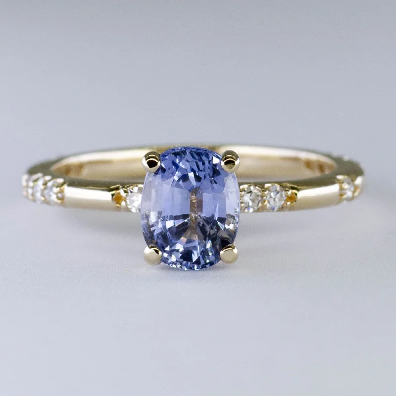 Women's limited edition rings-'100 Ways' Accented Oval Ceylon Sapphire Ring | 1.56ct | SZ 7 |