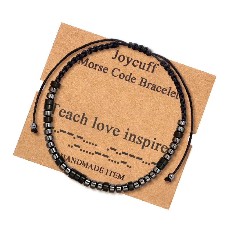 Women's modern design bangles-Teach Love Inspire Secret Message Morse Code Bracelets Inspirational Jewelry for Her