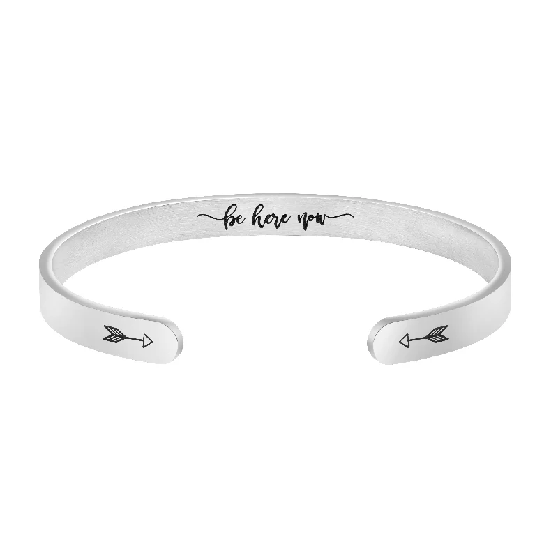 Women's Christmas bangles-Be Here Now mindfulness Cuff Bracelets