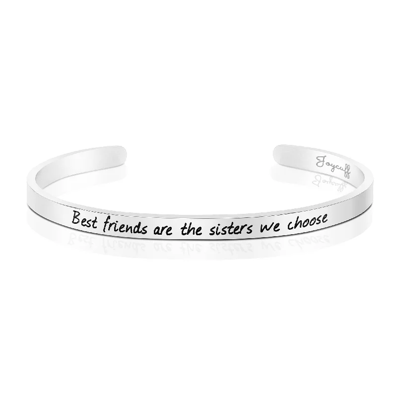 Women's exclusive bangles-Best Friends are Sisters We Choose Mantra Bracelet