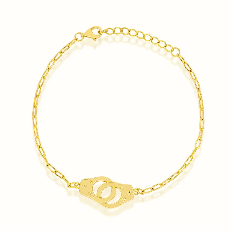 Women's art deco bangles-Women's Vermeil Mini Handcuffs Bracelet