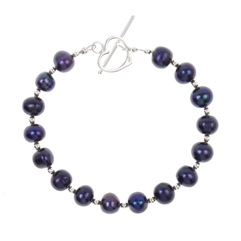 Women's chain bracelets-Sterling Pearl Bracelet | Midnight