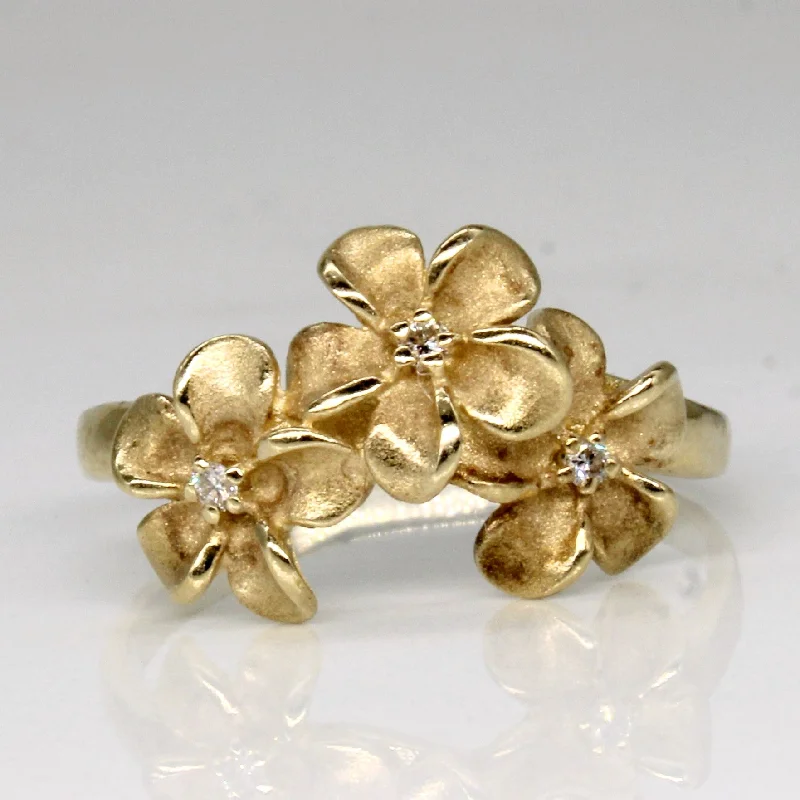 Women's cocktail rings-Diamond Flower Ring | 0.03ctw | SZ 6.75 |