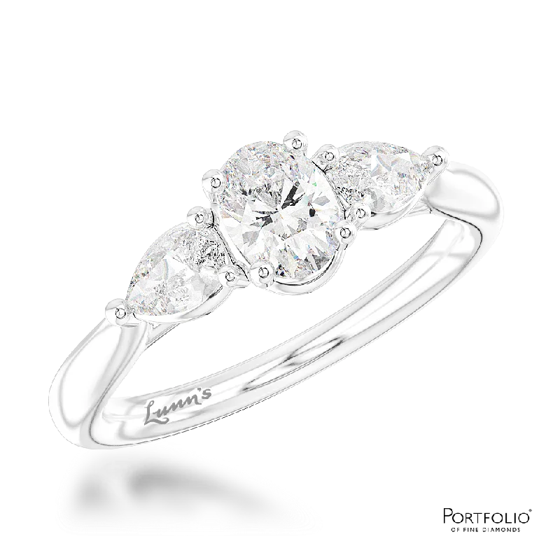 Designer women's rings-Three Stone 0.32ct E VVS2 Diamond Platinum Ring