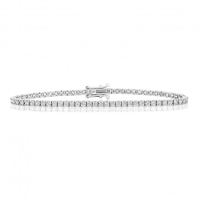 Women's cross bangles-Diamond Jewellery 18ct Gold Tennis Bracelet BDQ711W/FG6