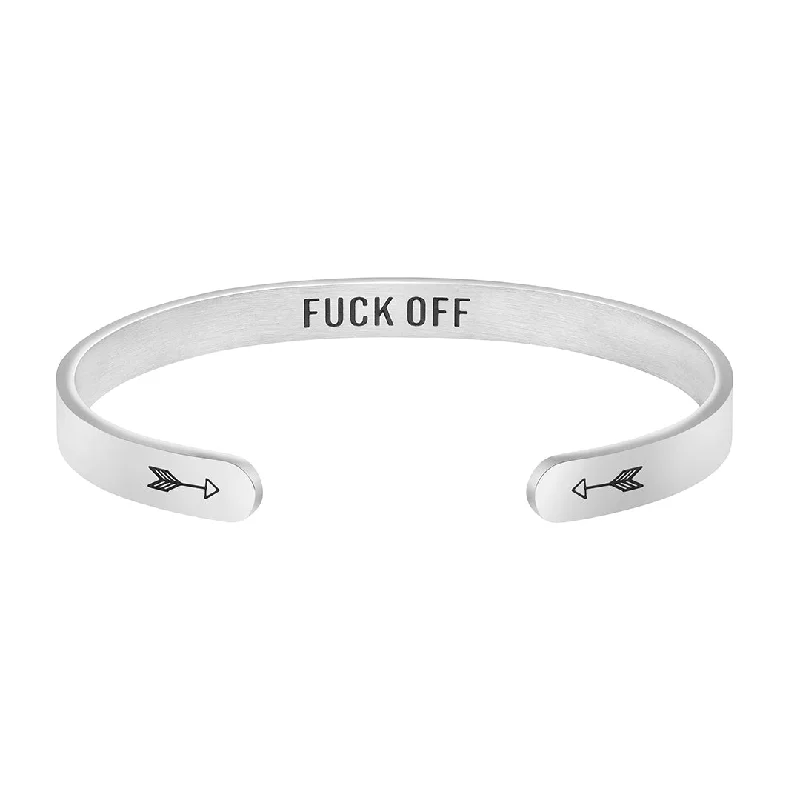 Affordable women's bangles-F**k Off Hidden Message Cuff Bracelet