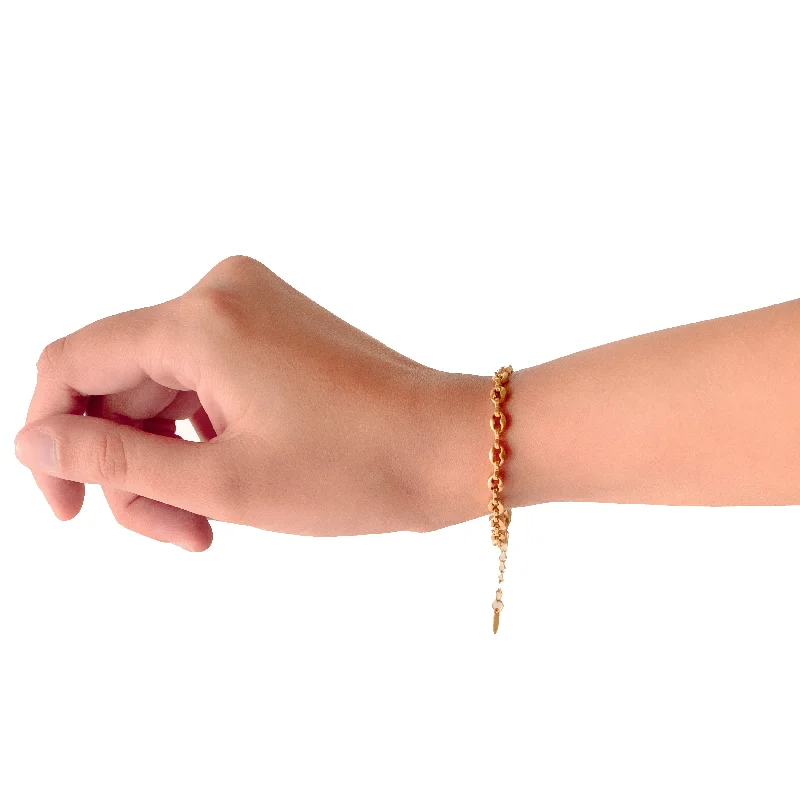 Women's formal bangles-Chokore Coffee Bean Link Bracelet in Gold