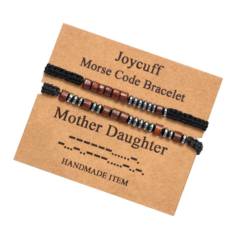 Women's wedding bangles-Mother Daughter Morse Code Bracelet for Women Inspirational Gift for Her