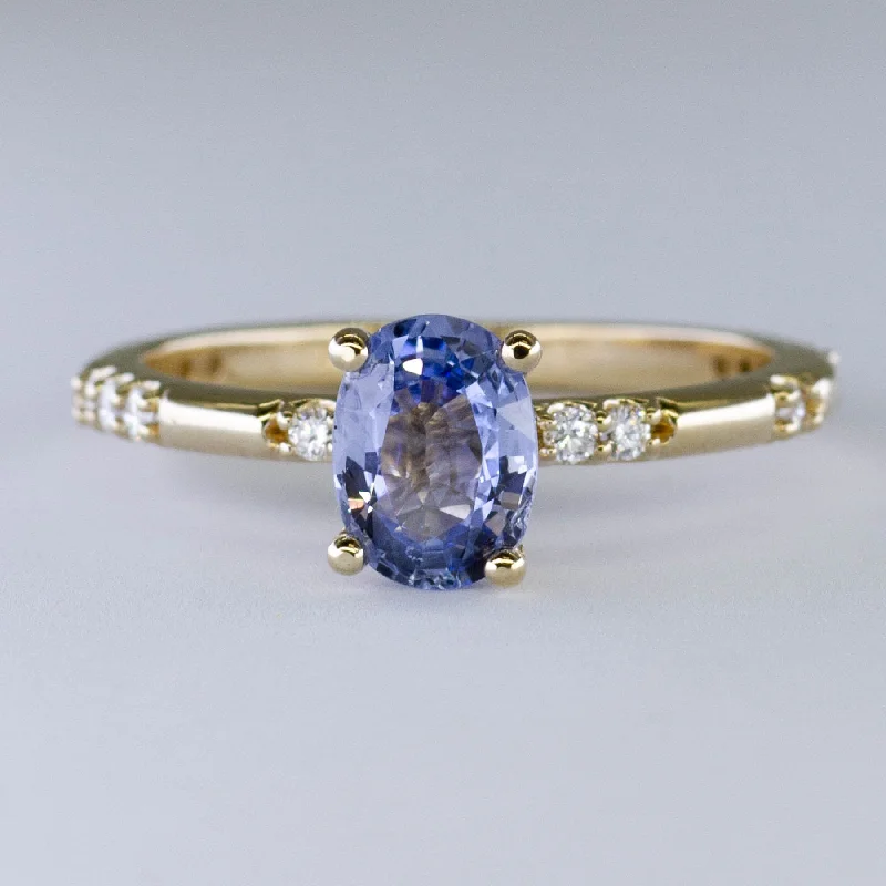 Women's exclusive rings-'100 Ways' Accented Oval Ceylon Sapphire Ring | 1.18ct | SZ 7 |