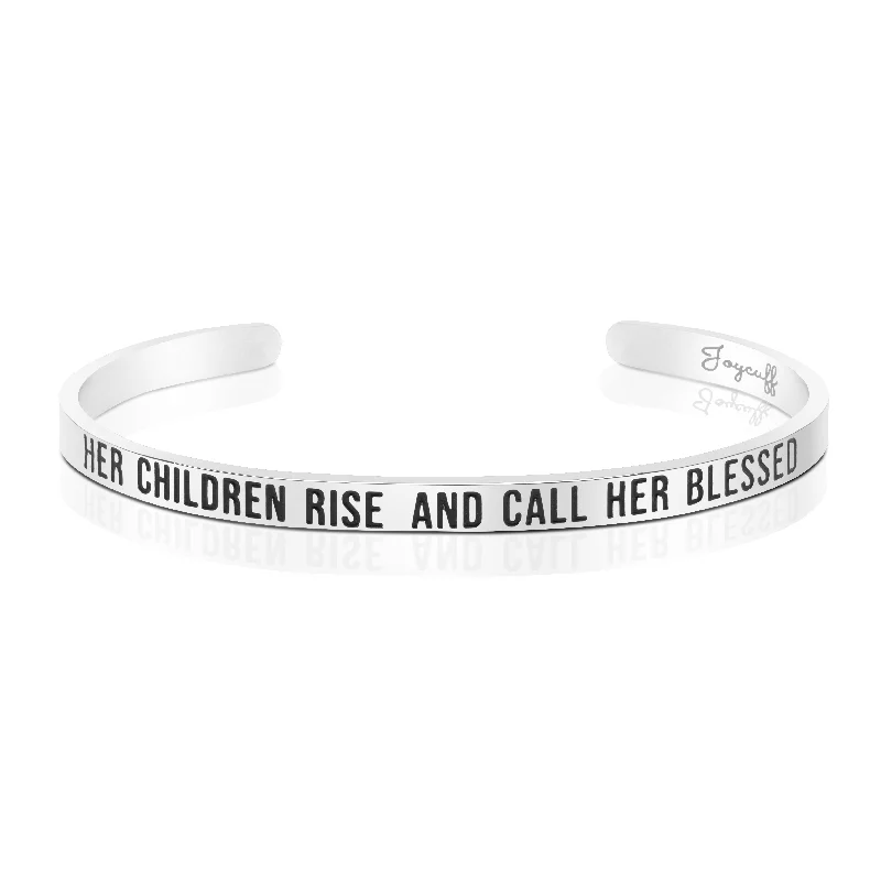 Women's wedding bangles-Her Children Rise Up and Call Her Blessed Mantra Bracelet Mother's Day Gift for Mom