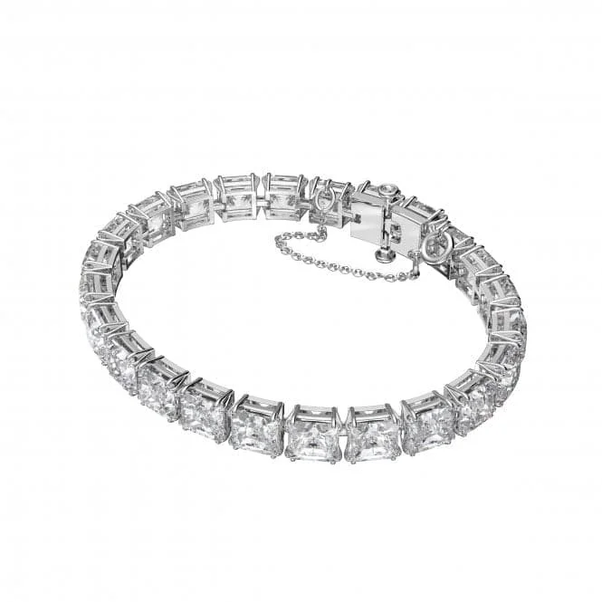 Women's Valentine's Day bangles-Millenia Square Cut Crystals White Rhodium Plated Bracelet 5599202