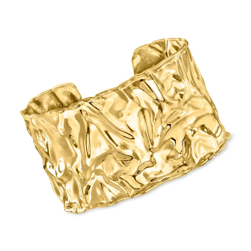 Women's Christmas bangles-Ross-Simons Italian 18kt Gold Over Sterling Rippled Cuff Bracelet