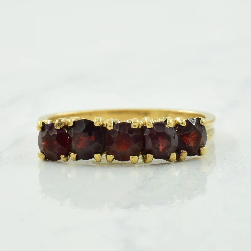 Women's ruby rings-Five Stone Garnet Ring | 1.50ctw | SZ 6.25 |