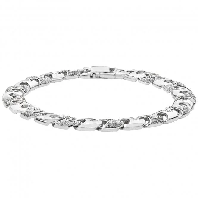 Women's spiritual bangles-Acotis Silver Cast with Zirconia Stones Bracelet G2085