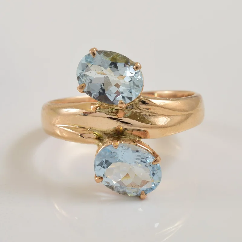 Women's engagement rings-Aquamarine Bypass Ring | 2.00ctw | SZ 7 |