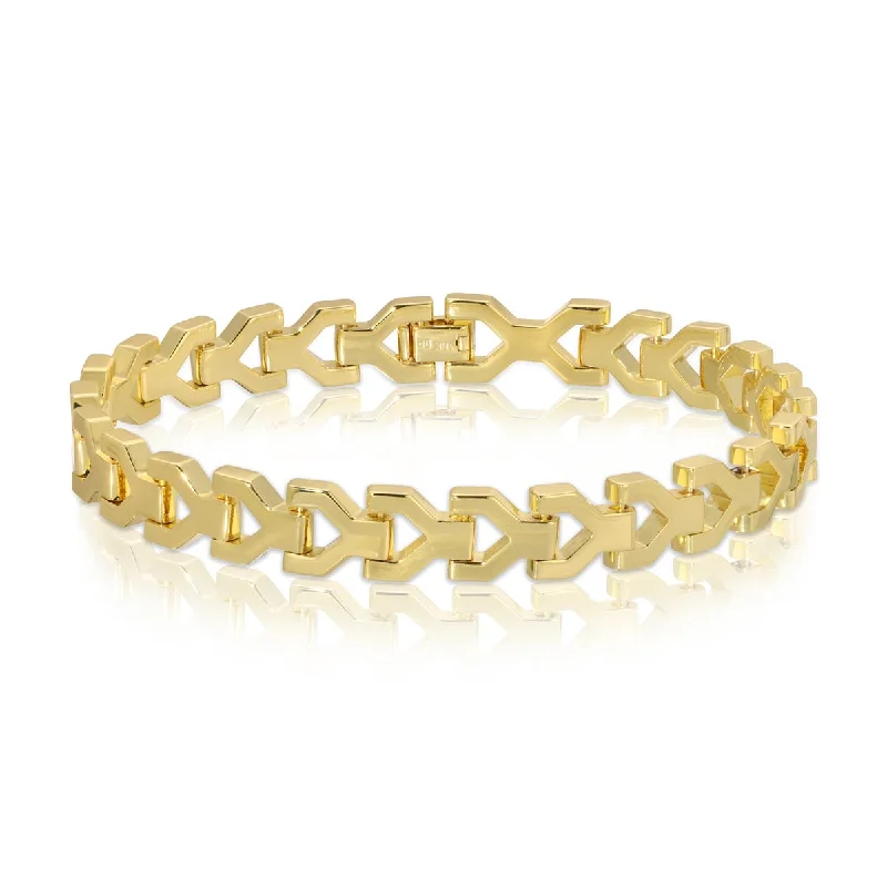 Women's K gold bangles-Gold Y Link Bracelet 8mm