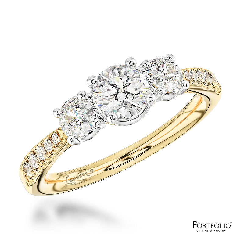 Women's zodiac rings-Skye Classic Three Stone 0.40ct F SI2 Diamond Yellow Gold/Platinum Ring