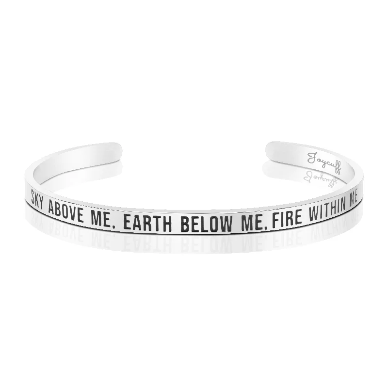 Minimalist women's bangles-Sky Above Me Earth Below Me Fire Within Me Mantra Bracelet Inspirational Jewelry