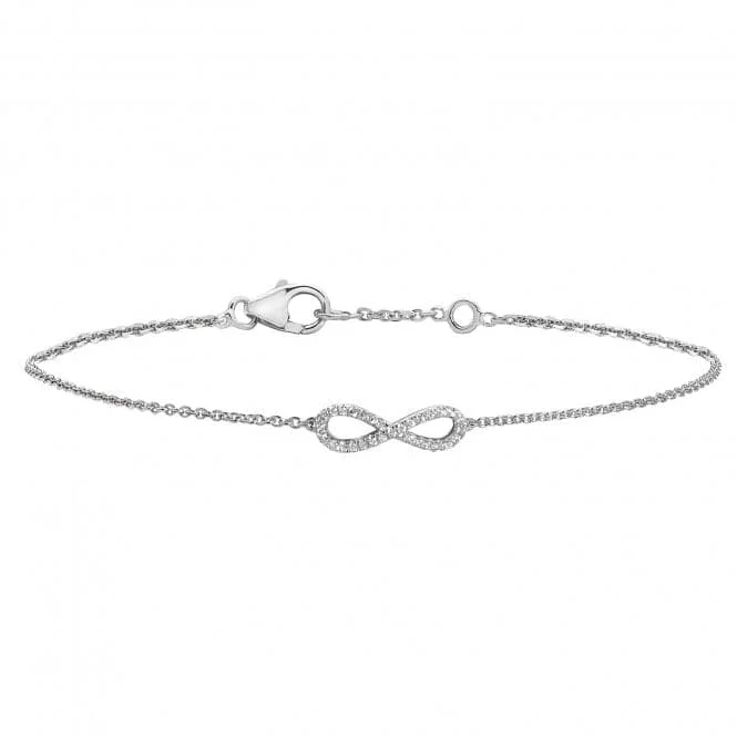 Women's sizeable bangles-Diamond Jewellery 9ct White Gold Diamond Infinity Bracelet BDQ019W