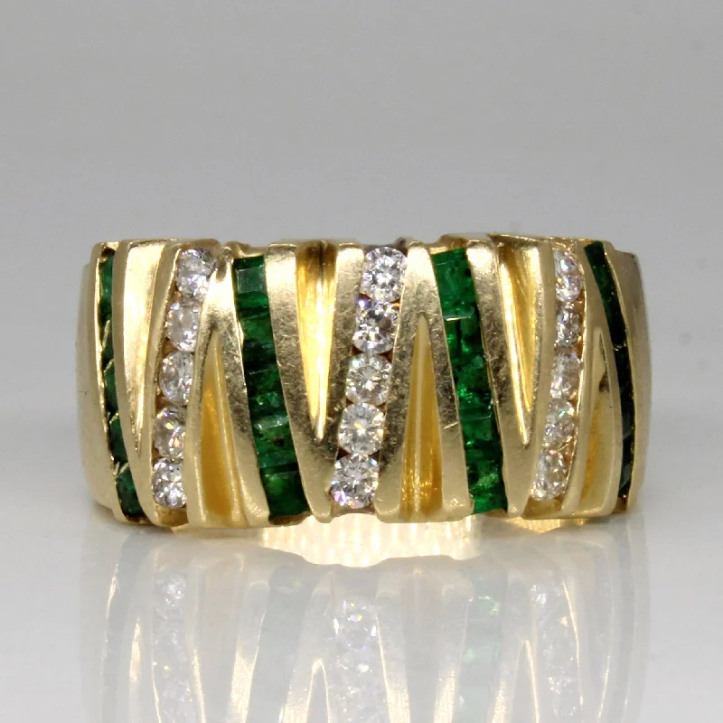 Women's unique rings-Emerald & Diamond Ring | 0.70ctw, 0.38ctw | SZ 8 |