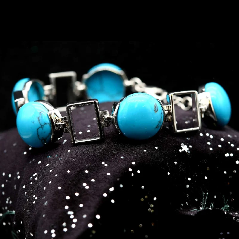 Women's mother-daughter bangles-Bracelet Turquoise en argent SPW029