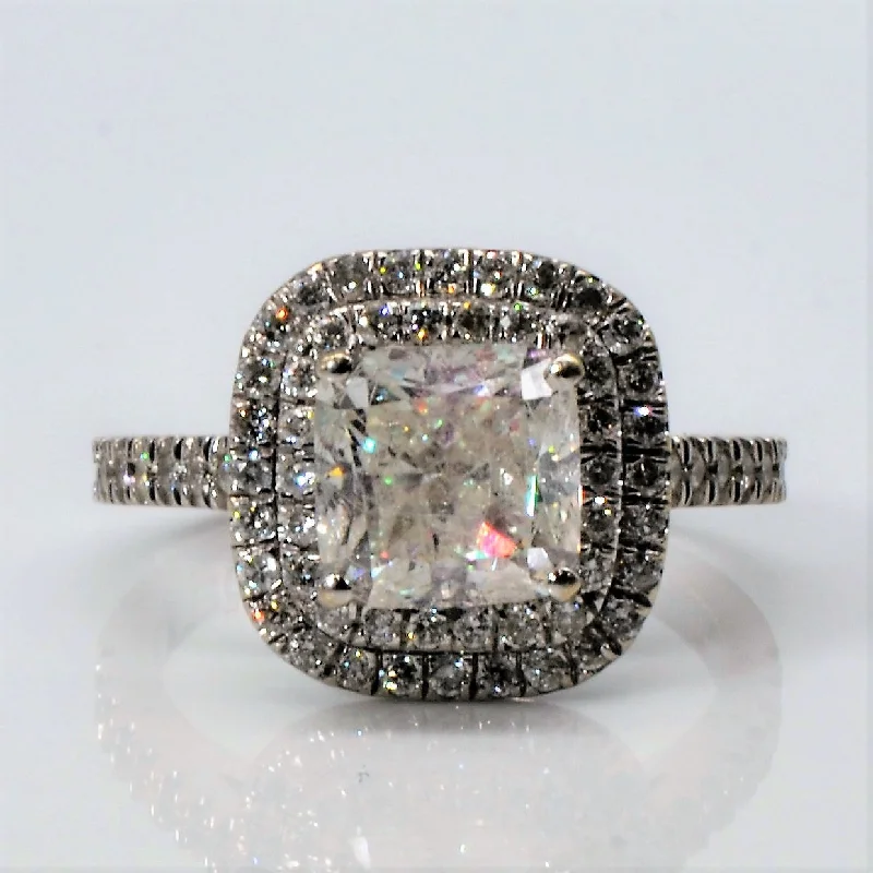 Women's casual rings-Diamond Halo Engagement Ring | 2.03ctw | SZ 5.75 |