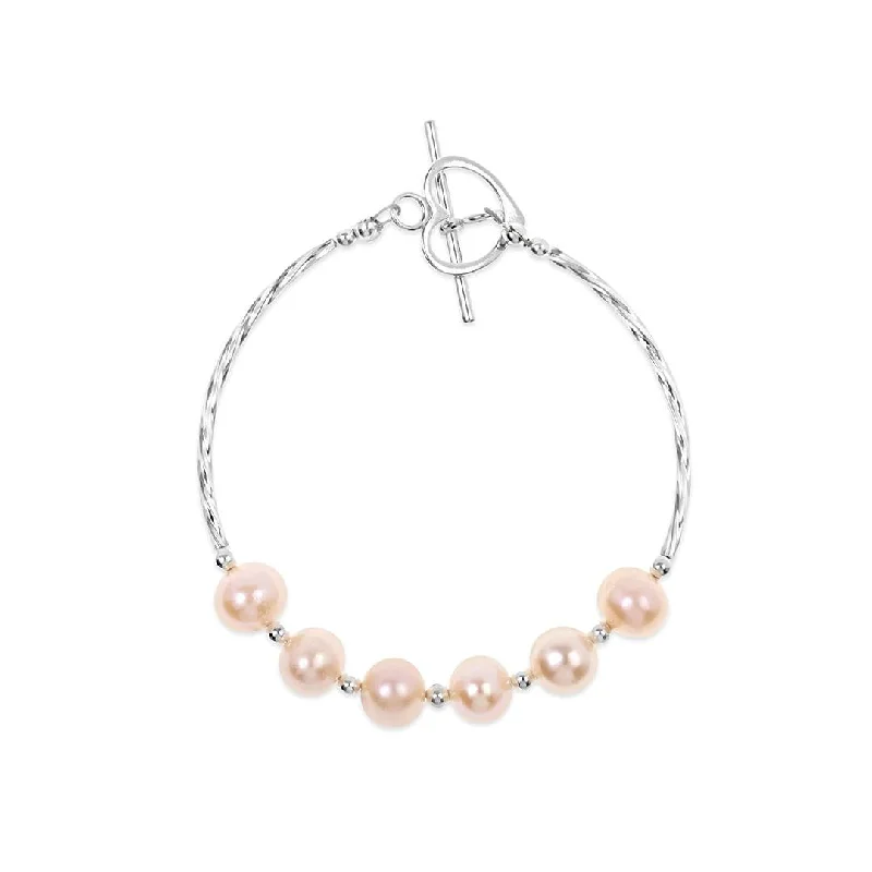 Women's investment bangles-Twist Pearl Bracelet Champagne