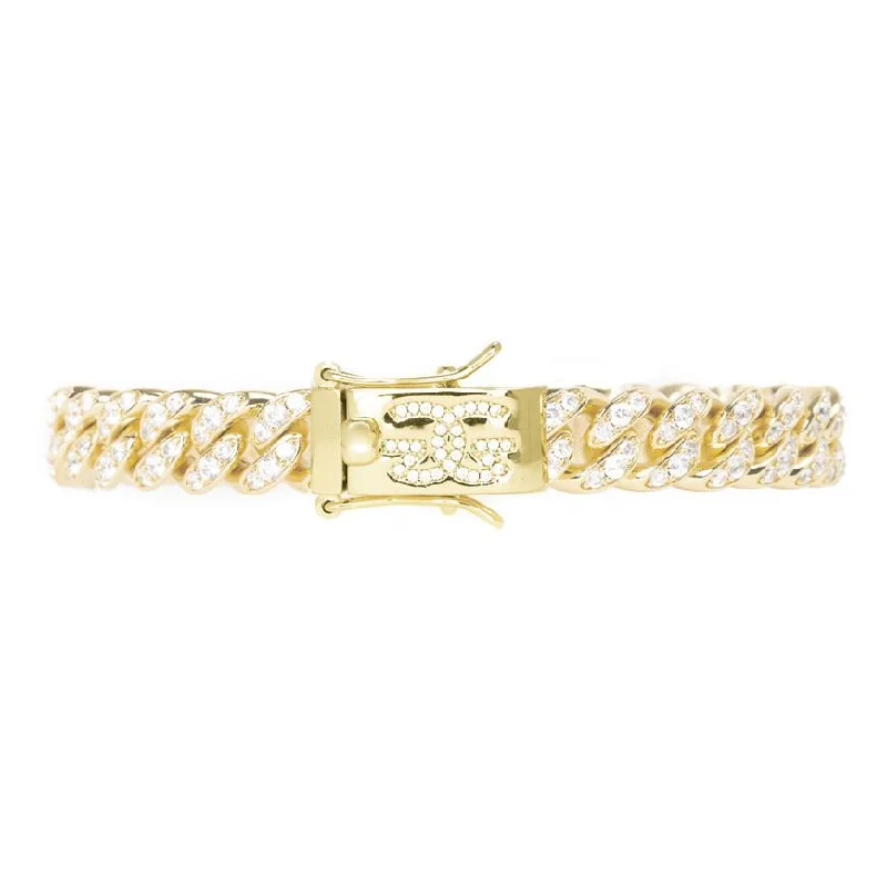 Women's crystal bangles-Diamond  Cuban Link Bracelet 8mm