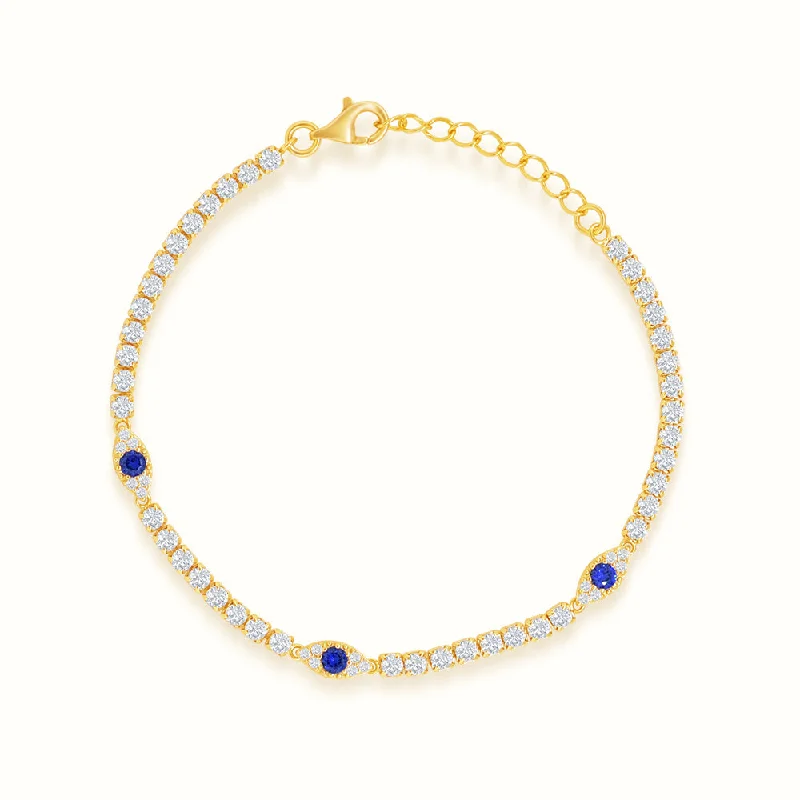 Women's healing crystal bangles-Women's Vermeil Diamond Evil Eye Tennis Bracelet