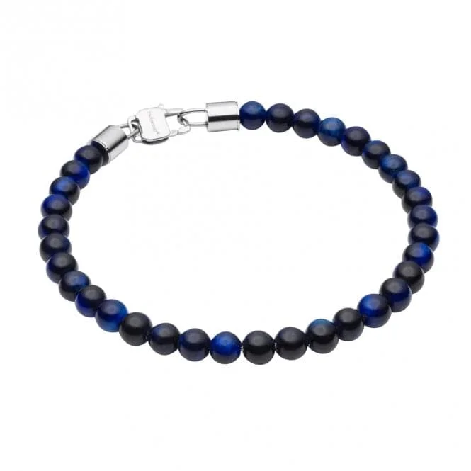 Women's beaded bangles-Blue Tigers Eye Beaded Bracelet B5428L