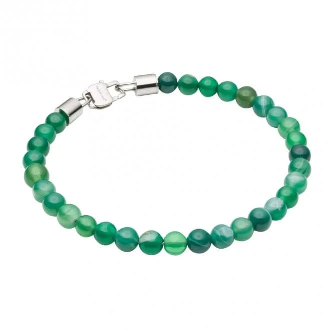 Women's bohemian bangles-Green Agate Beaded Bracelet B5426G