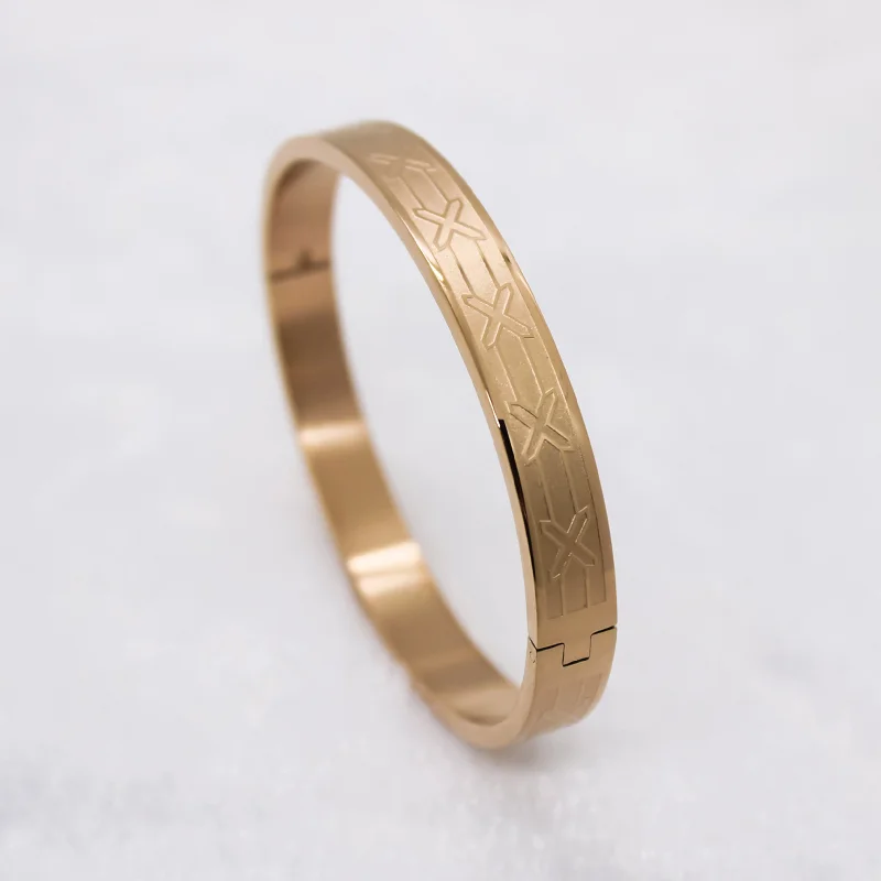 Women's adjustable bangles-Cross Sign Rose Gold Men's Bracelet