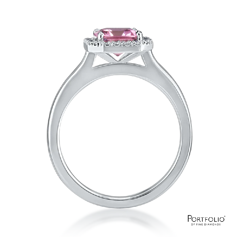 Women's sapphire rings-Cluster 2.07ct Rhodolite Garnet and Diamond White Gold Ring