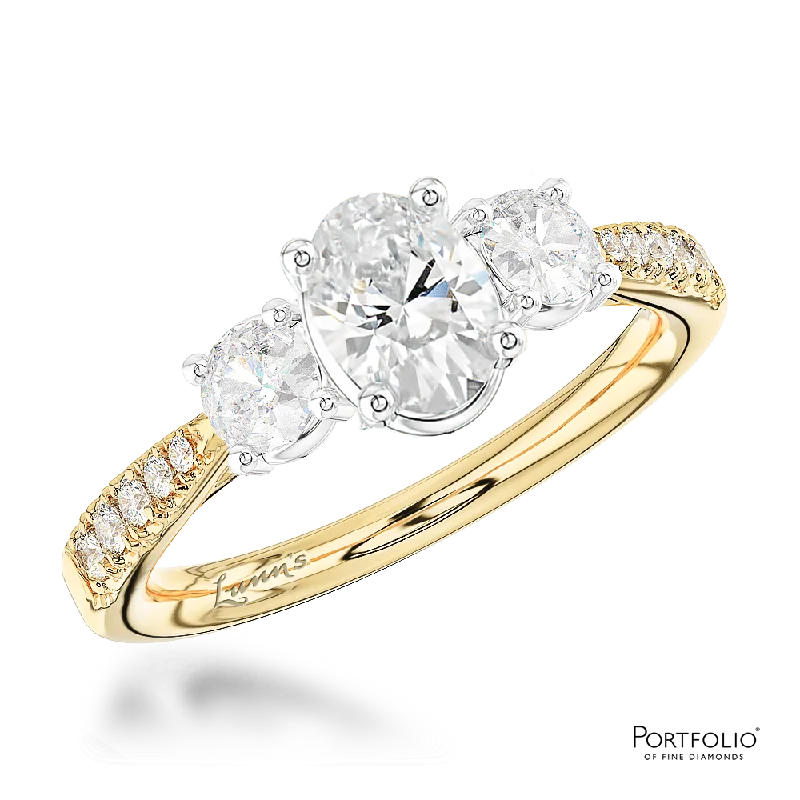 Women's Christmas rings-Three Stone 0.51ct G SI1 Diamond Yellow Gold/Platinum Ring