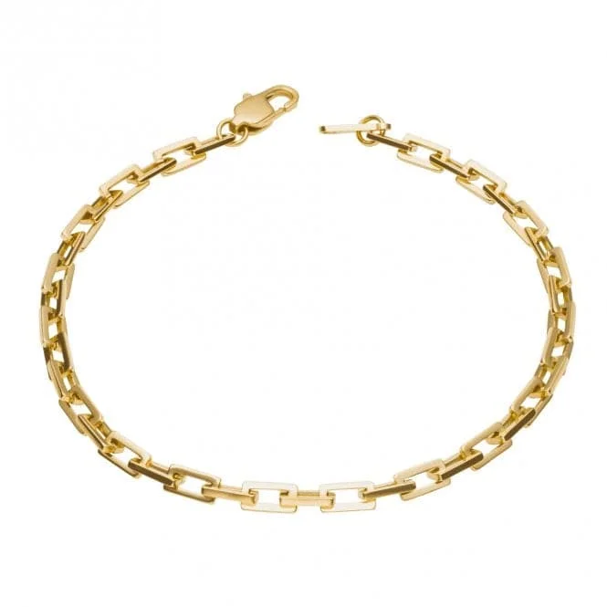 Women's holiday bangles-Rectangle Link Chain Gold Plated Bracelet B5408