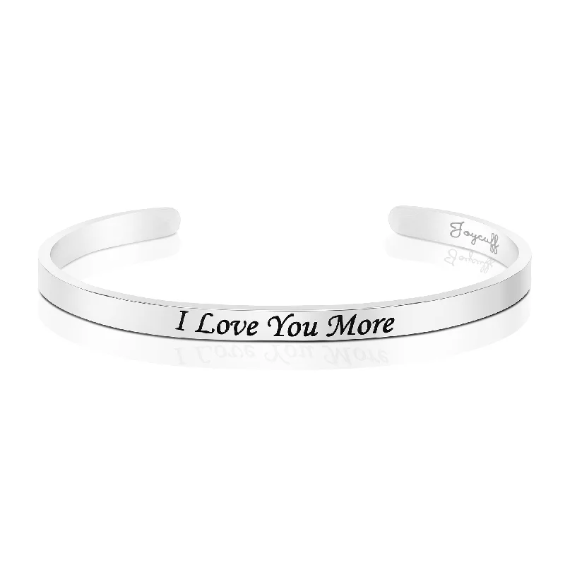 Women's luxury gift bangles-I Love You More Mantra Bracelet Valentines Day Gift for Her Anniversary Jewelry