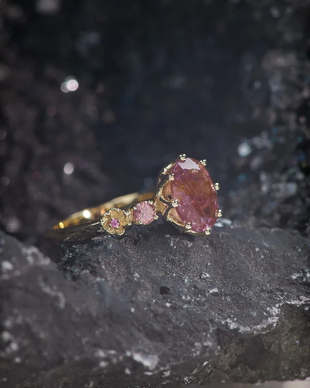 Women's heirloom rings-Gorgeous melody quartz engagement ring with accent sapphires & tourmalines / Fiorella