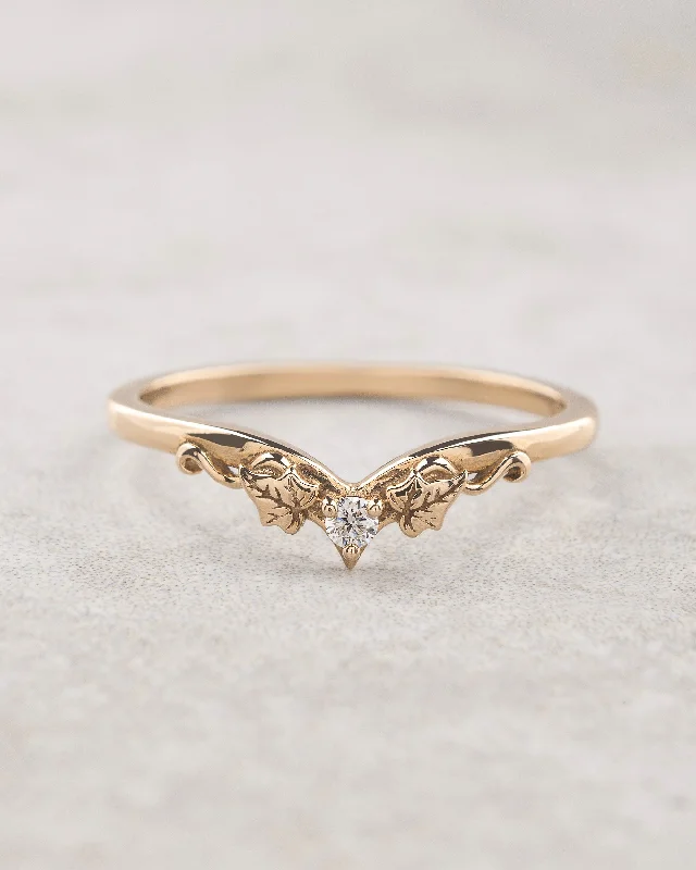 Women's custom design rings-Ivy wedding band with diamond, matching ring for Ariadne