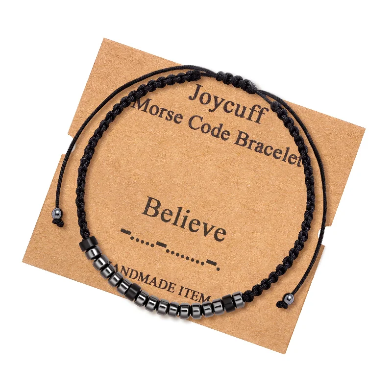 Women's family bangles-Believe Inspirational Morse Code Bracelets for Mom Daughter Wife Sister BFF